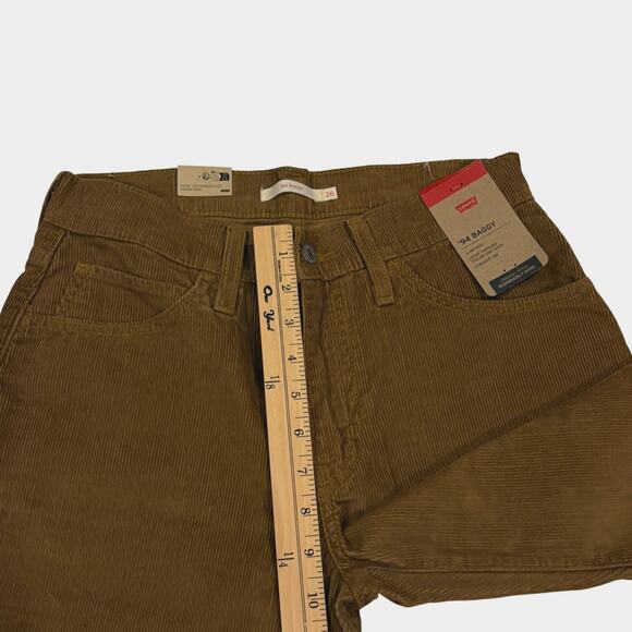 Levis 94 Baggy Pants Womens Sz 26 Tan Corduroy Straight Leg Mid Rise Hipster NWT - Picture 7 of 11